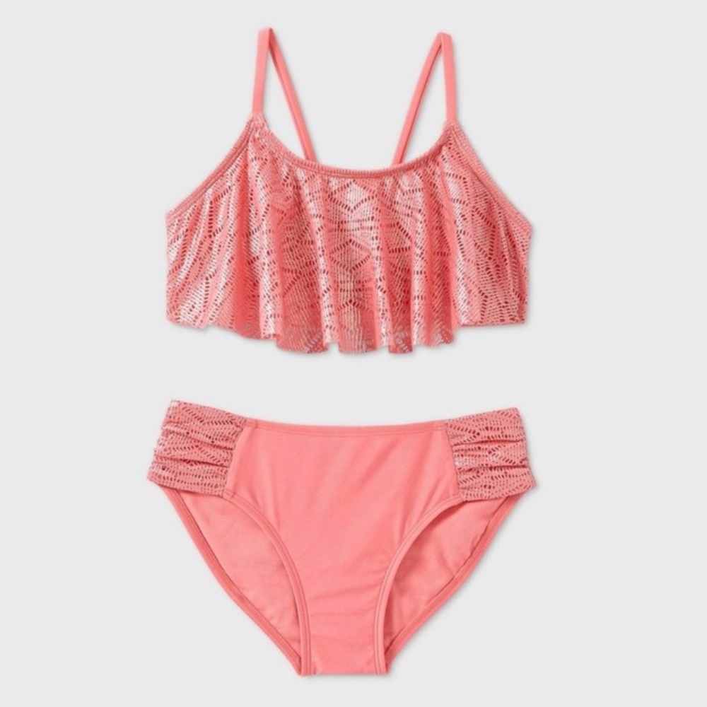 Cat & Jack Pink Bikini Set with Ruffles